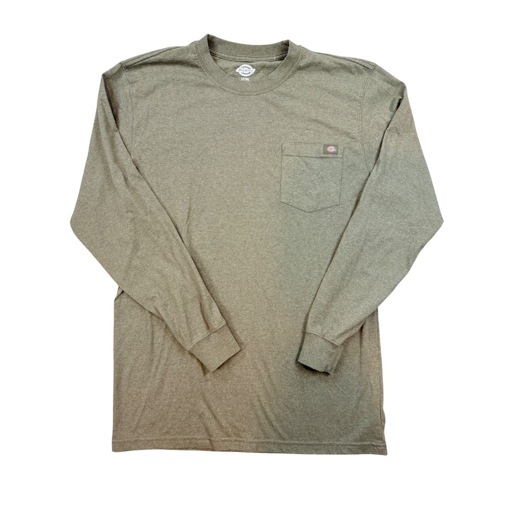 Dickies Mens Long Sleeve Pocket T-Shirt Heather Olive Green WL450HMLD Large Tall